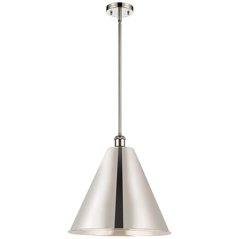 Image 1 Ballston Cone 16 inch Wide Polished Nickel Pendant With Polished Nickel Sh