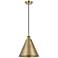 Ballston Cone 16"W Antique Brass Corded Mini Pendant w/ Antique Brass