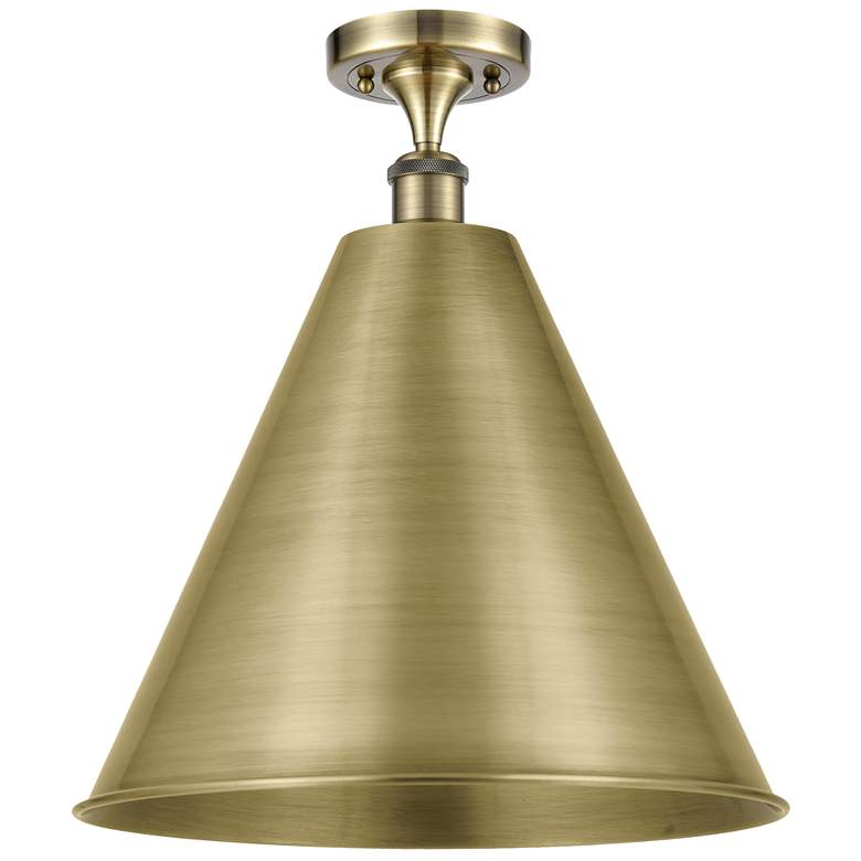Image 1 Ballston Cone 16"W Antique Brass LED Semi.Flush Mount