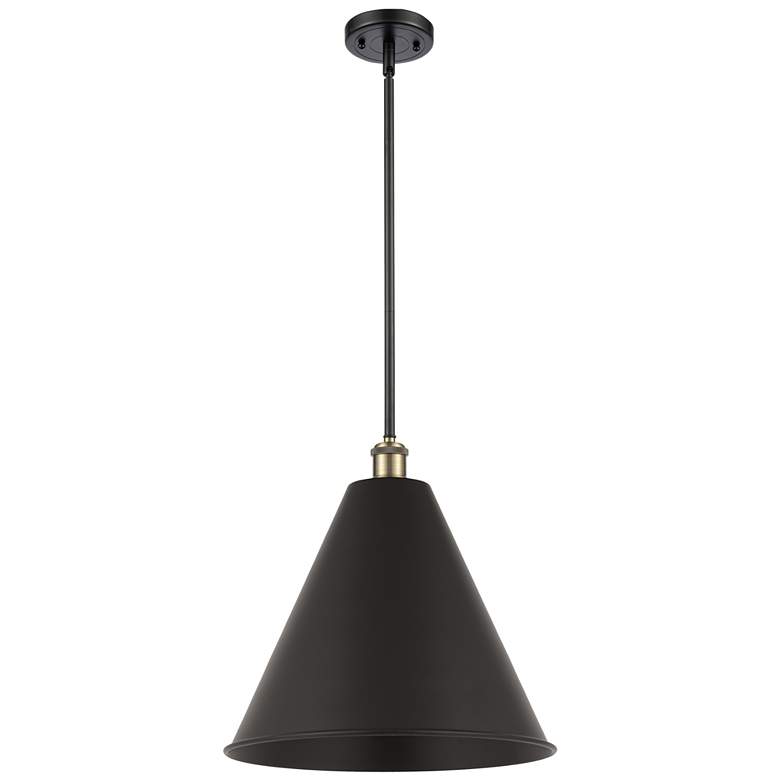 Image 1 Ballston Cone 16"W Black Antique Brass LED Pendant With Black Shade