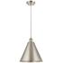 Ballston Cone 16"W Brushed Nickel Corded Mini Pendant Brushed Nickel S