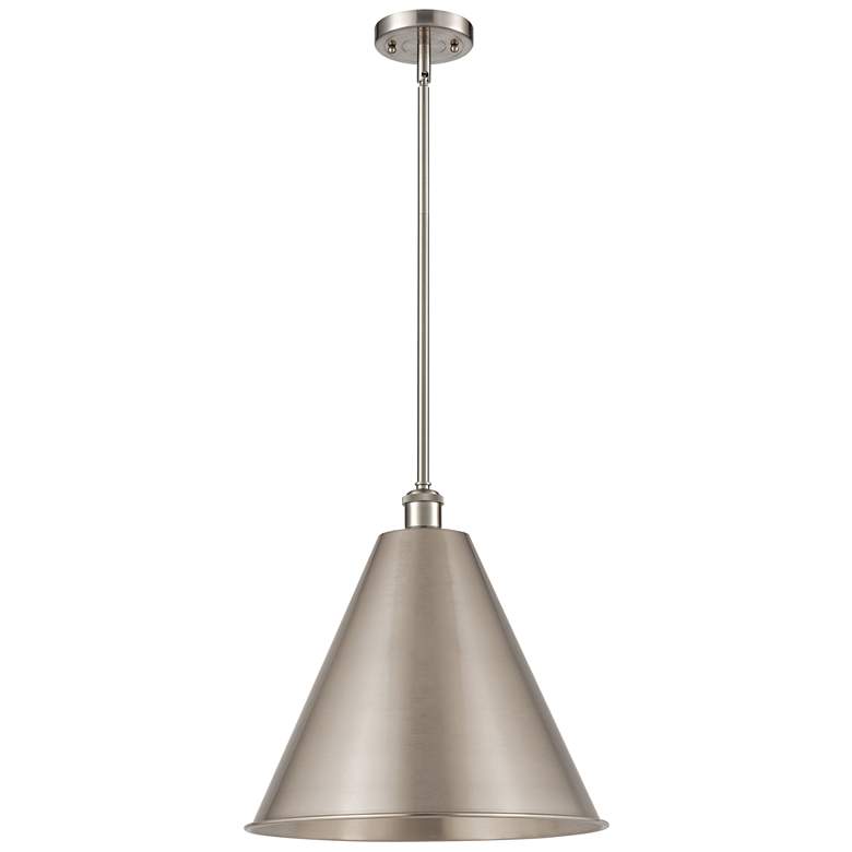 Image 1 Ballston Cone 16"W Brushed Satin Nickel Pendant