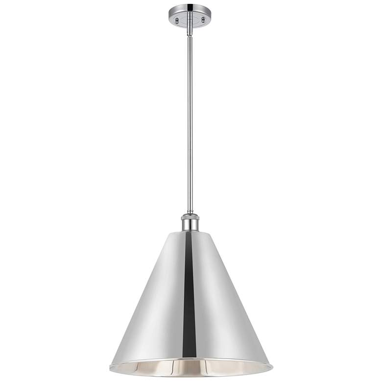 Image 1 Ballston Cone 16"W Polished Chrome LED Pendant w/ Polished Chrome Shad