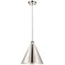 Ballston Cone 16"W Polished Nickel Corded Mini Pendant w/ Nickel Shade