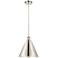 Ballston Cone 16"W Polished Nickel Corded Mini Pendant w/ Nickel Shade