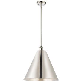 Ballston Cone 16"W Polished Nickel LED Pendant w/ Polished Nickel Shad Ballston Cone 16"W Polished Nickel LED Pendant w/ Polished Nickel Shad