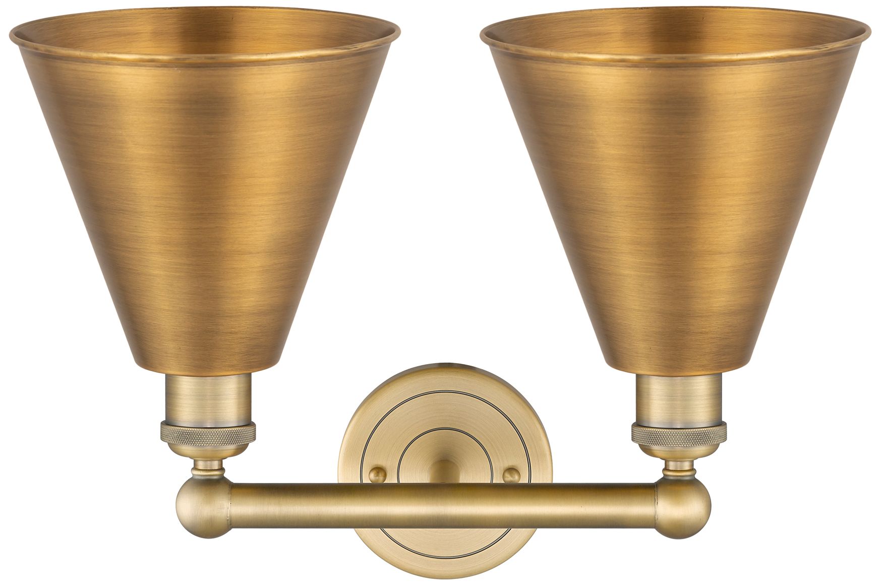 Image 2 Ballston Cone 17"W 2 Light Brushed Brass Bath Light w/ Brushed Brass S more views
