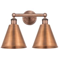 Ballston Cone 17&quot;W 2 Light Copper Bath Light With Copper Shade