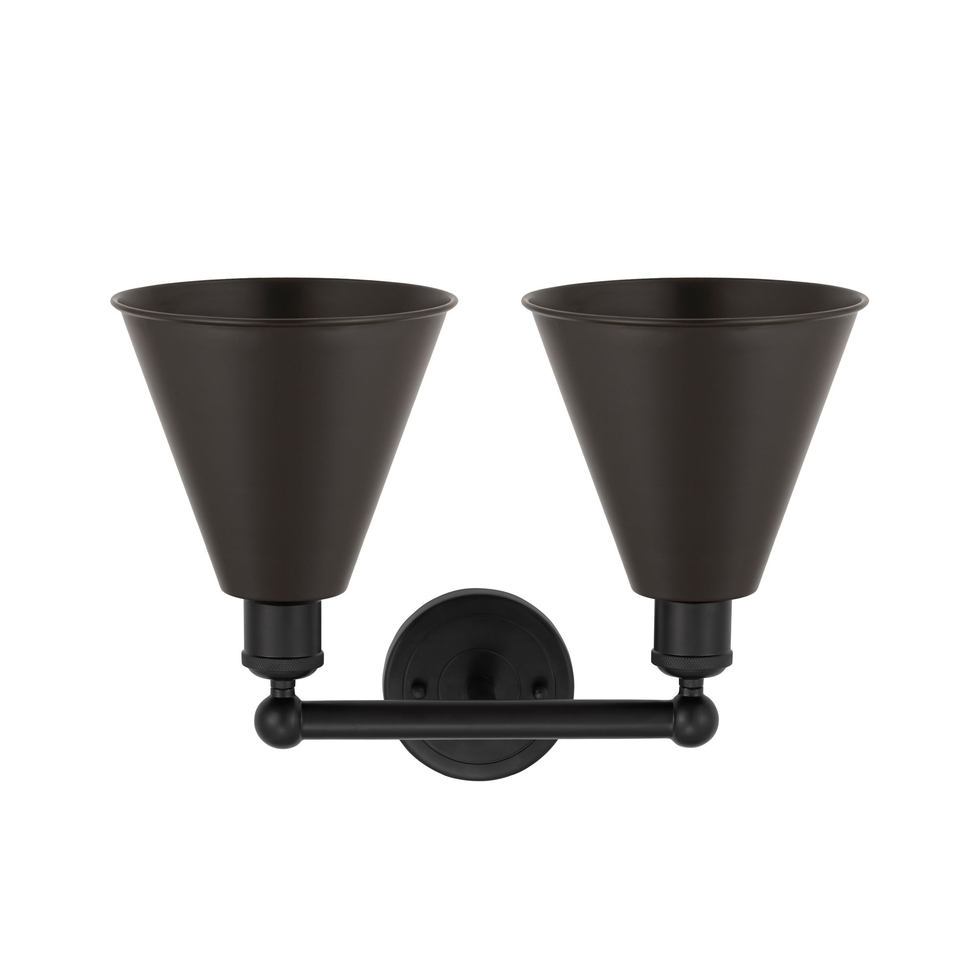 Image 2 Ballston Cone 17"W 2 Light Matte Black Bath Vanity Light With Black Sh more views