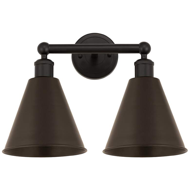 Image 1 Ballston Cone 17"W 2 Light Oil Rubbed Bronze Bath Light