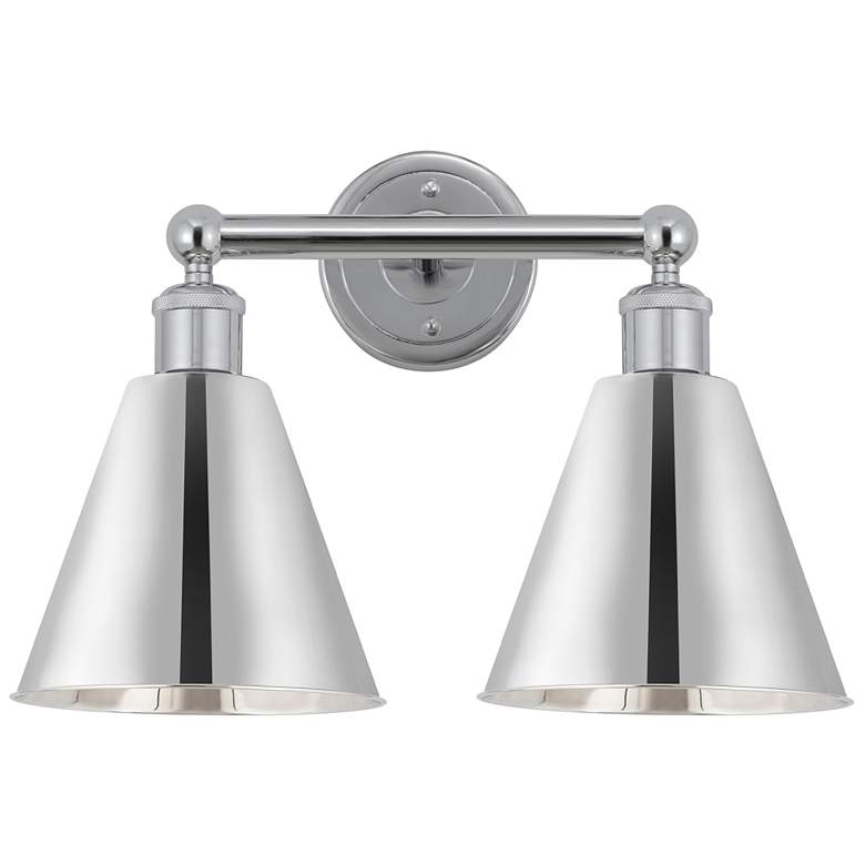 Image 1 Ballston Cone 17"W 2 Light Polished Chrome Bath Light