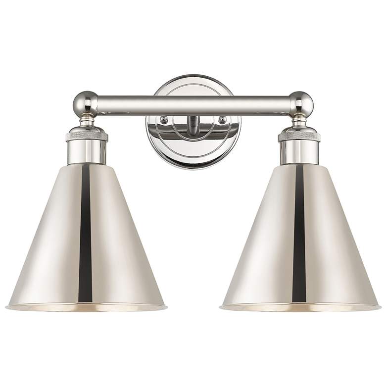 Image 1 Ballston Cone 17"W 2 Light Polished Nickel Bath Light
