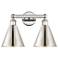 Ballston Cone 17"W 2 Light Polished Nickel Bath Light