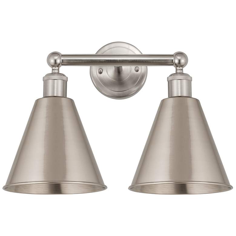 Image 1 Ballston Cone 17"W 2 Light Satin Nickel Bath Light With Satin Nickel S
