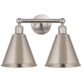 Ballston Cone 17"W 2 Light Satin Nickel Bath Light With Satin Nickel S Ballston Cone 17"W 2 Light Satin Nickel Bath Light With Satin Nickel S
