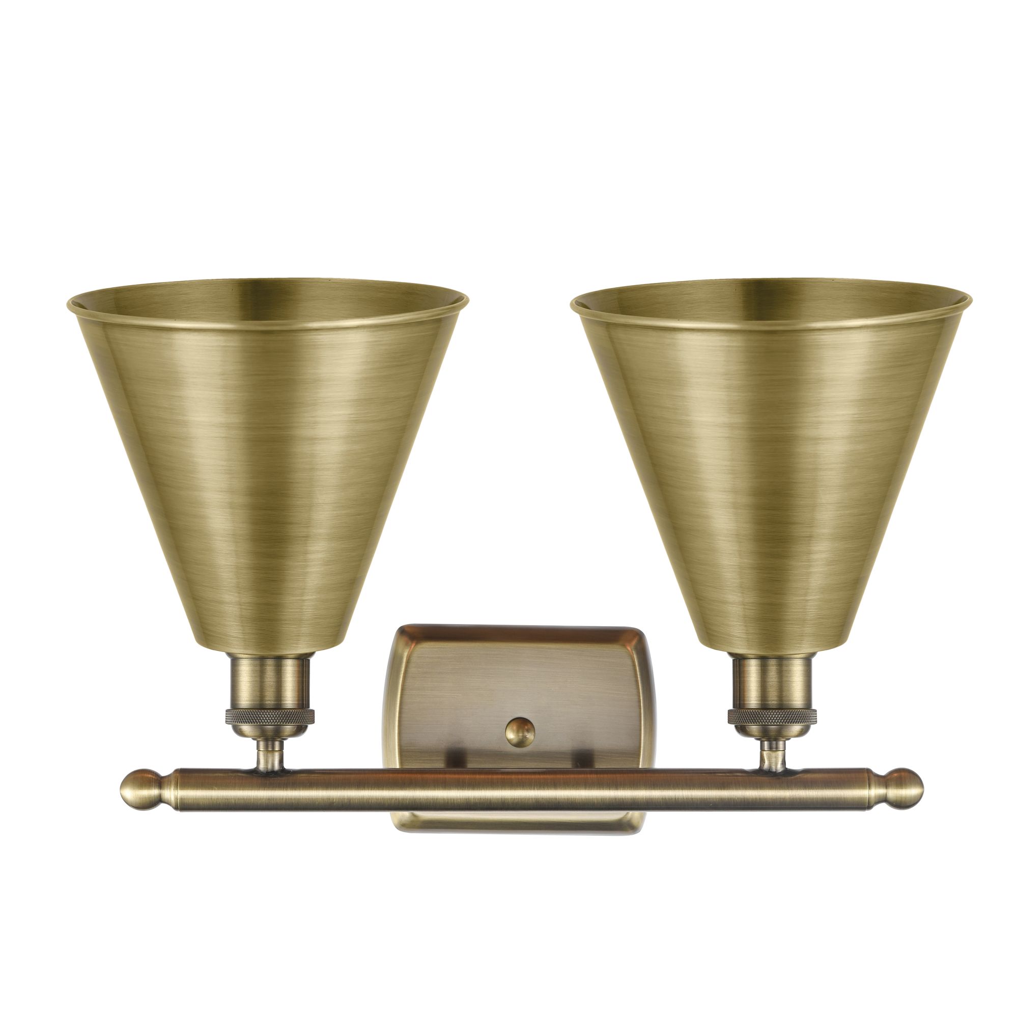 Image 2 Ballston Cone 18"W 2 Light Antique Brass Bath Light w/ Antique Brass S more views