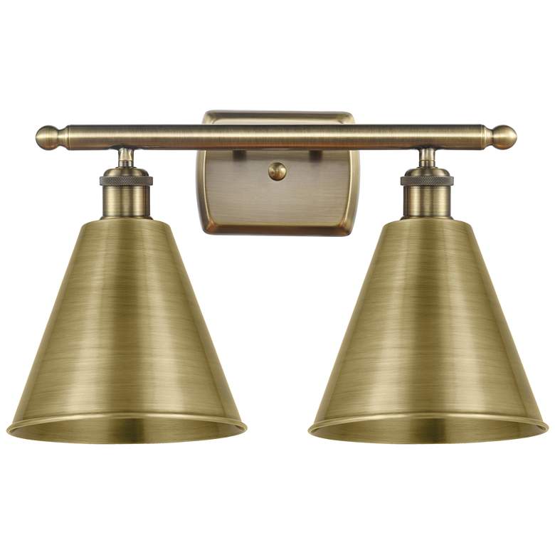 Image 1 Ballston Cone 18"W 2 Light Antique Brass LED Bath Light