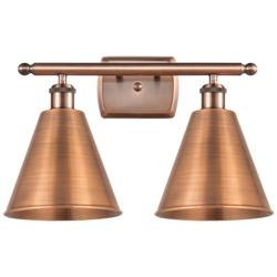 Ballston Cone 18&quot;W 2 Light Copper Bath Light With Copper Shade