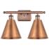Ballston Cone 18"W 2 Light Copper Bath Light With Copper Shade