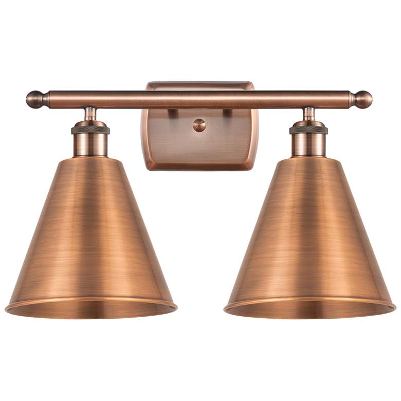 Image 1 Ballston Cone 18 inchW 2 Light Copper LED Bath Light With Copper Shade