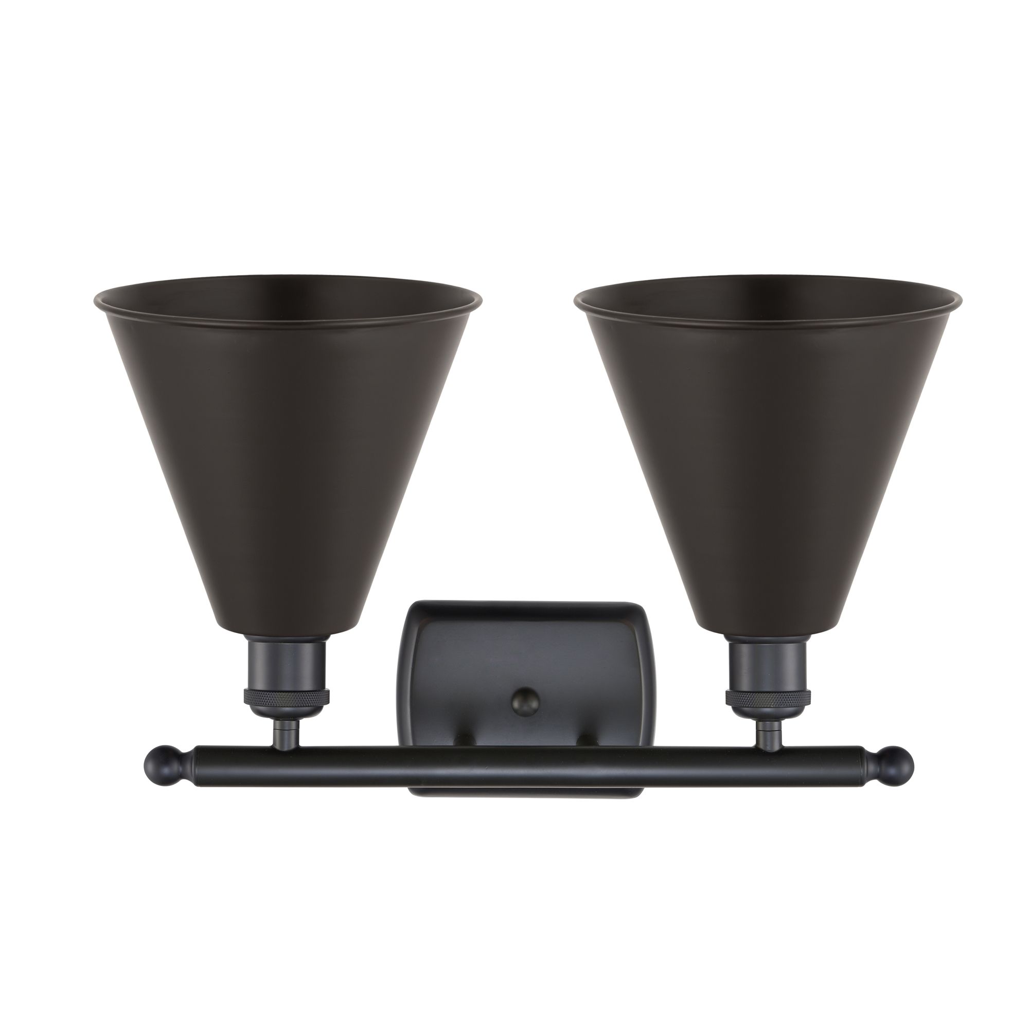 Image 2 Ballston Cone 18"W 2 Light Matte Black Bath Vanity Light With Black Sh more views