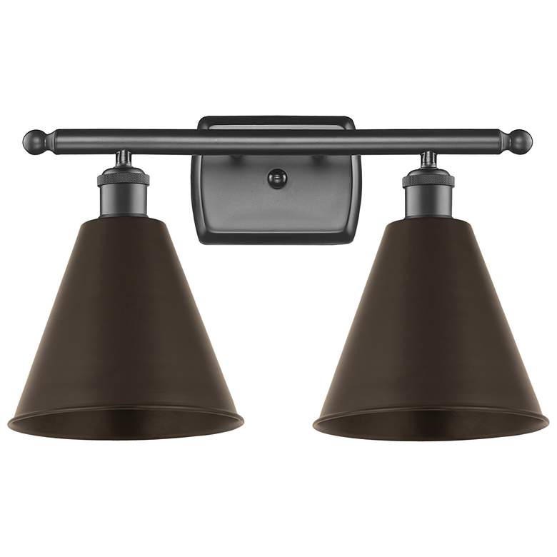 Image 1 Ballston Cone 18"W 2 Light Oil Rubbed Bronze LED Bath Light