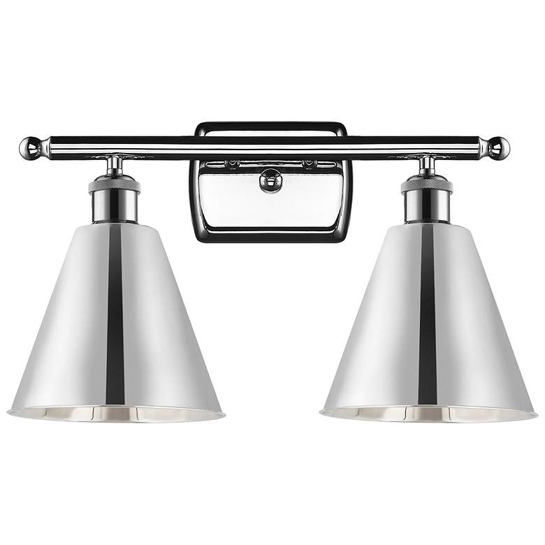 Image 1 Ballston Cone 18"W 2 Light Polished Chrome LED Bath Light