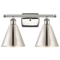 Ballston Cone 18"W 2 Light Polished Nickel Bath Light