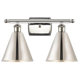 Ballston Cone 18"W 2 Light Polished Nickel Bath Light Ballston Cone 18"W 2 Light Polished Nickel Bath Light