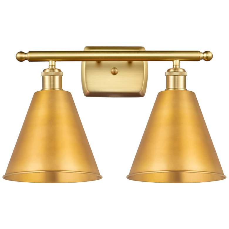 Image 1 Ballston Cone 18"W 2 Light Satin Gold LED Bath Light