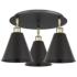 Ballston Cone 19.75"W 3 Light Black Brass Flush Mount w/ Black Shade
