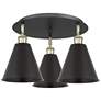 Ballston Cone 19.75"W 3 Light Black Brass Flush Mount w/ Black Shade