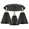 Ballston Cone 19.75"W 3 Light Black Brass Flush Mount w/ Black Shade