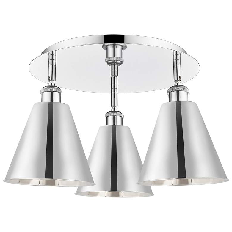 Image 1 Ballston Cone 19.75"W 3 Light Polished Chrome Flush Mount w/ Chrome Sh