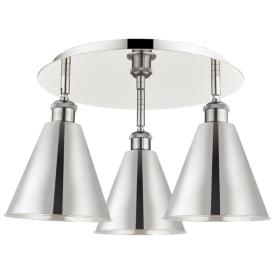 Ballston Cone 19.75"W 3 Light Polished Nickel Flush Mount w/ Nickel Sh Ballston Cone 19.75"W 3 Light Polished Nickel Flush Mount w/ Nickel Sh