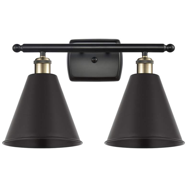 Image 1 Ballston Cone 2 Light 18" LED Bath Light - Black Brass - Matte Black S