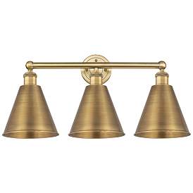 Image1 of Ballston Cone 26"W 3 Light Brushed Brass Bath Light w/ Brushed Brass S