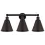 1_Ballston Cone 26"W 3 Light Matte Black Bath Vanity Light With Black Sh