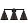 Ballston Cone 26"W 3 Light Matte Black Bath Vanity Light With Black Sh