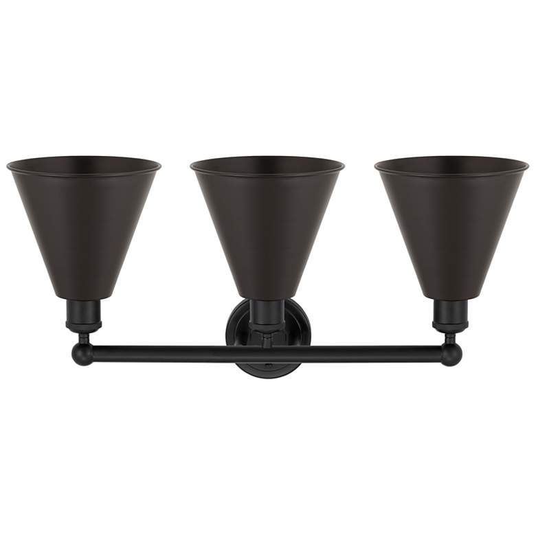 Image 2 Ballston Cone 26"W 3 Light Matte Black Bath Vanity Light With Black Sh more views