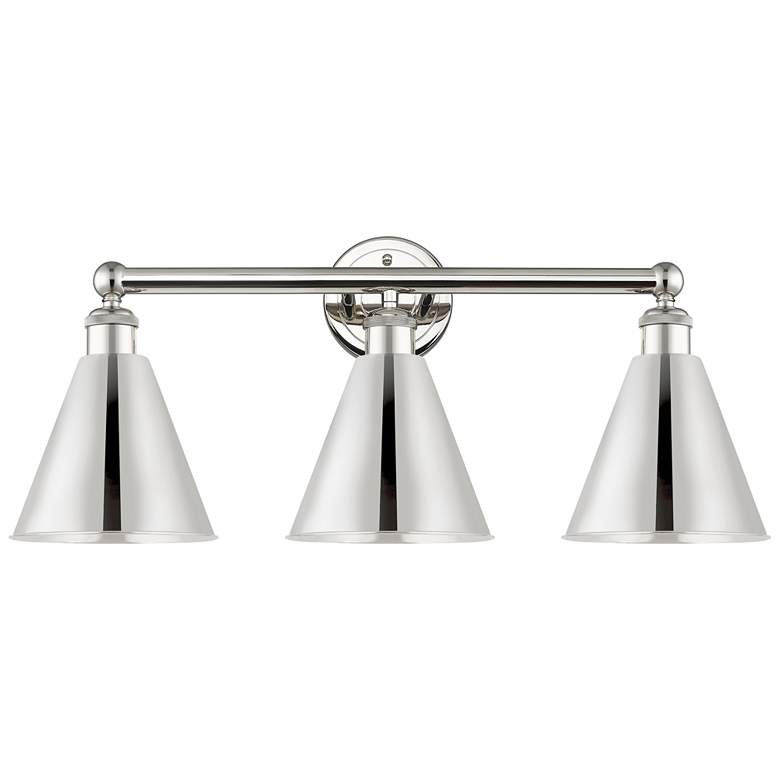 Image 1 Ballston Cone 26"W 3 Light Polished Nickel Bath Light