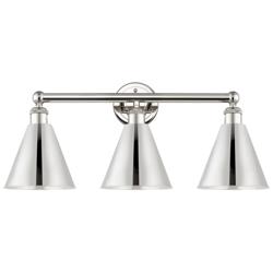 Ballston Cone 26"W 3 Light Polished Nickel Bath Light