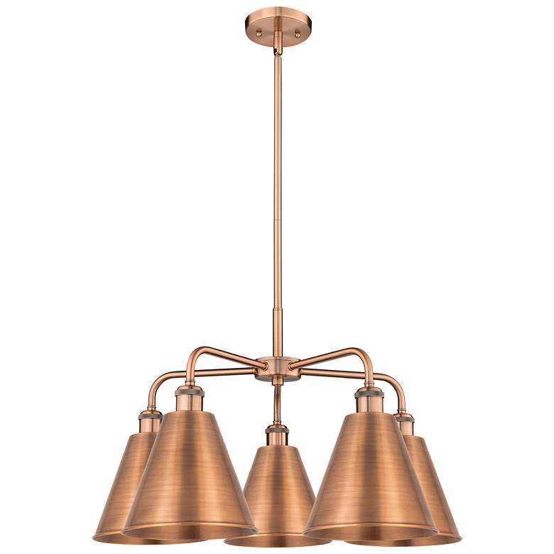 Image 1 Ballston Cone 26 inchW 5 Light Copper Stem Hung Chandelier With Copper Sha