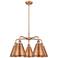 Ballston Cone 26"W 5 Light Copper Stem Hung Chandelier With Copper Sha