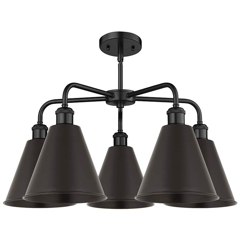 Image 2 Ballston Cone 26"W 5 Light Matte Black Stem Hung Chandelier w/ Black S more views