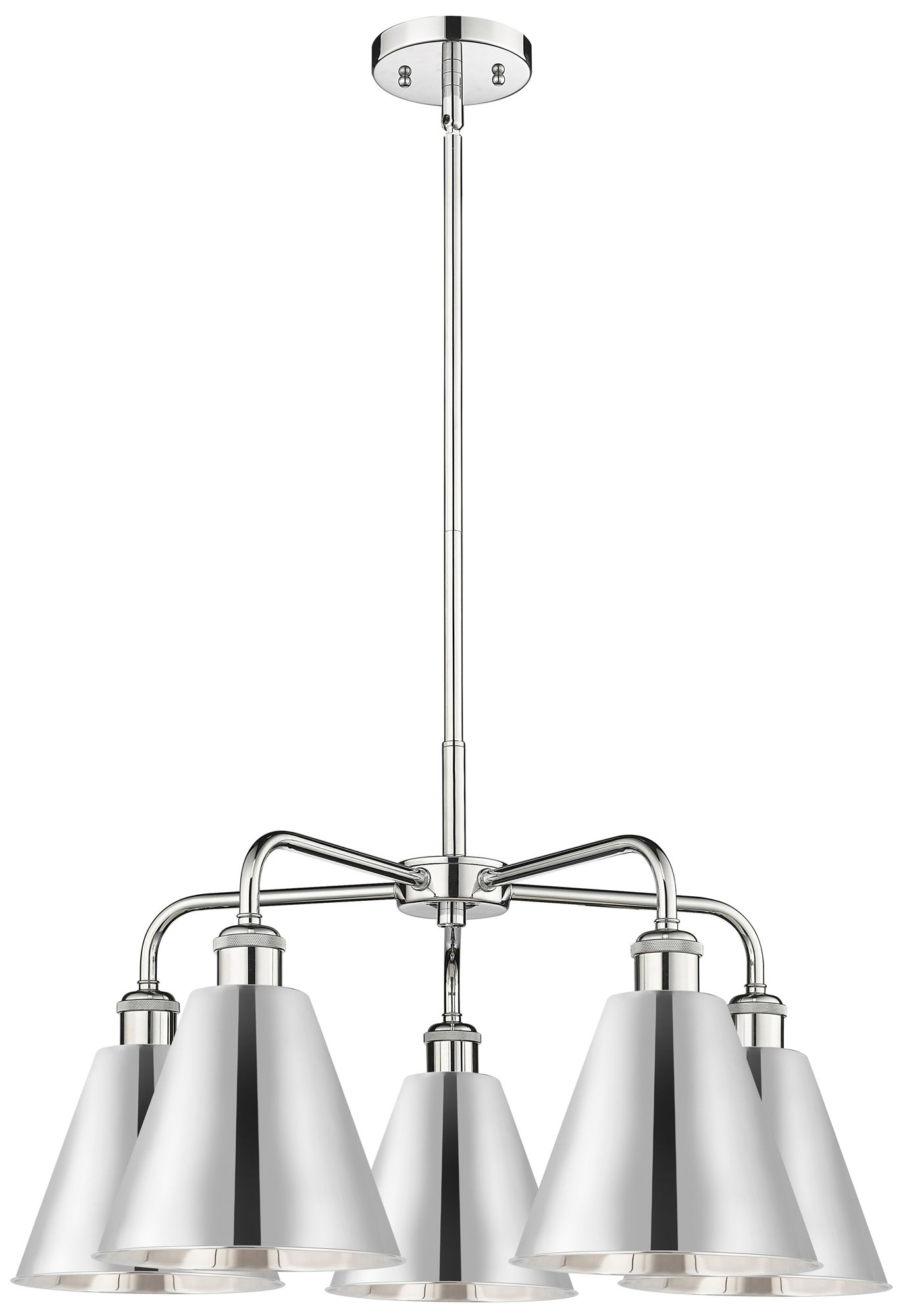 Ballston Cone 26"W 5 Light Polished Chrome Stem Chandelier