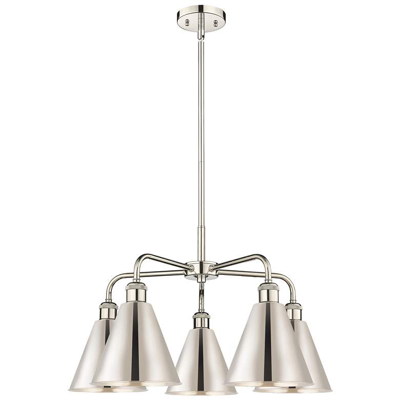Image 1 Ballston Cone 26"W 5 Light Polished Nickel Stem Chandelier