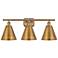 Ballston Cone 28"W 3 Light Brushed Brass LED Bath Light