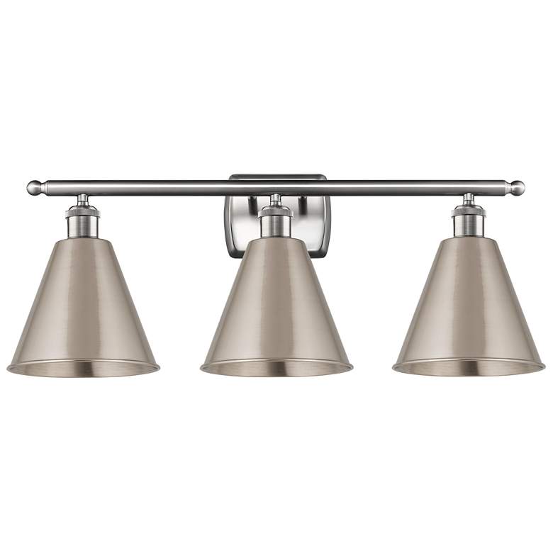 Image 1 Ballston Cone 28"W 3 Light Brushed Satin Nickel LED Bath Light