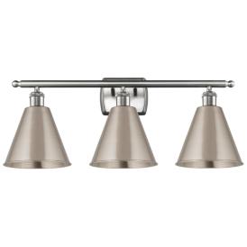Ballston Cone 28"W 3 Light Brushed Satin Nickel LED Bath Light Ballston Cone 28"W 3 Light Brushed Satin Nickel LED Bath Light